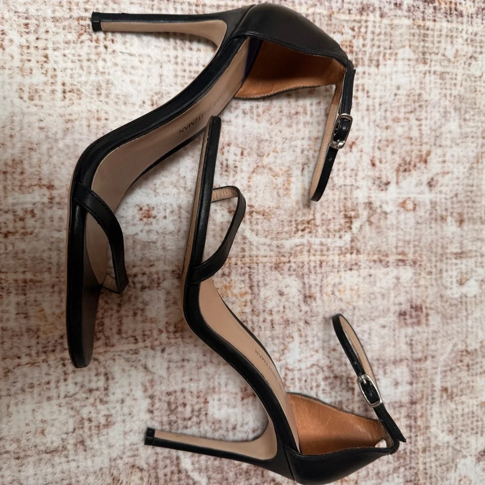 Stuart Weitzman Black Leather Nudist Ankle Strap shoes|sandals|Heels sz 10 - Picture 6 of 15
